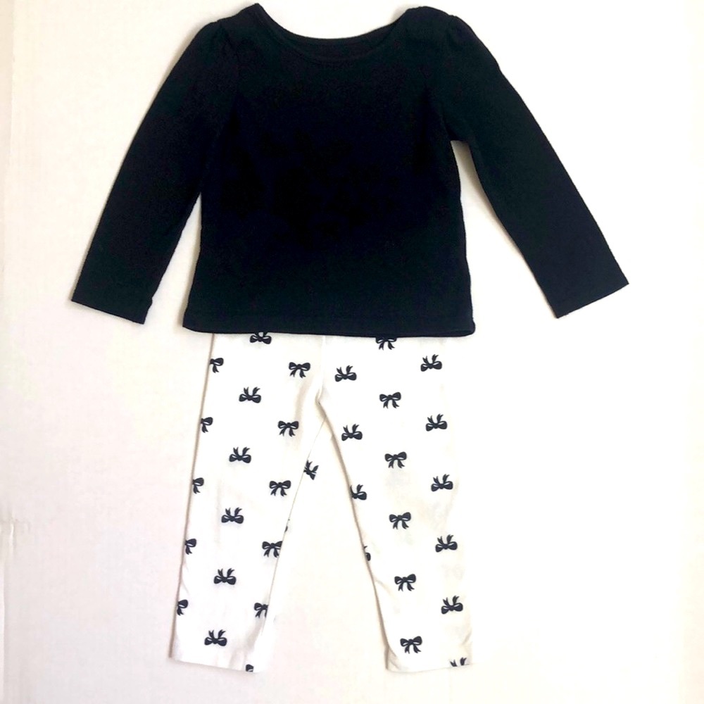 The Children's Place Black Shirt with Bow Leggings